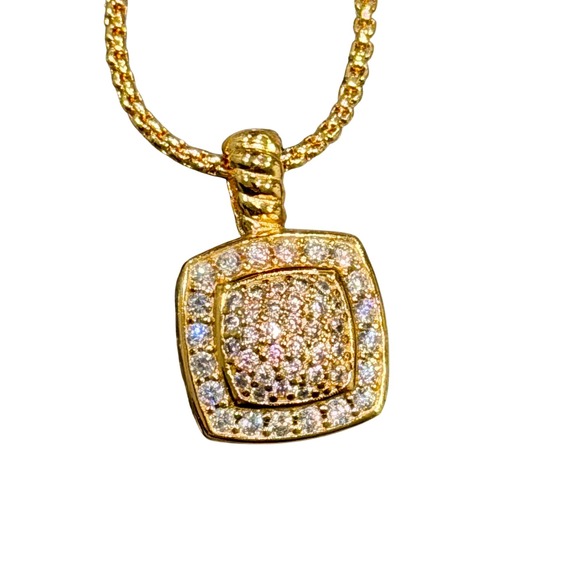 David Yurman Jewelry - David Yurman Albion 18k Yellow Gold Over Silver Pave Pendant Necklace 75